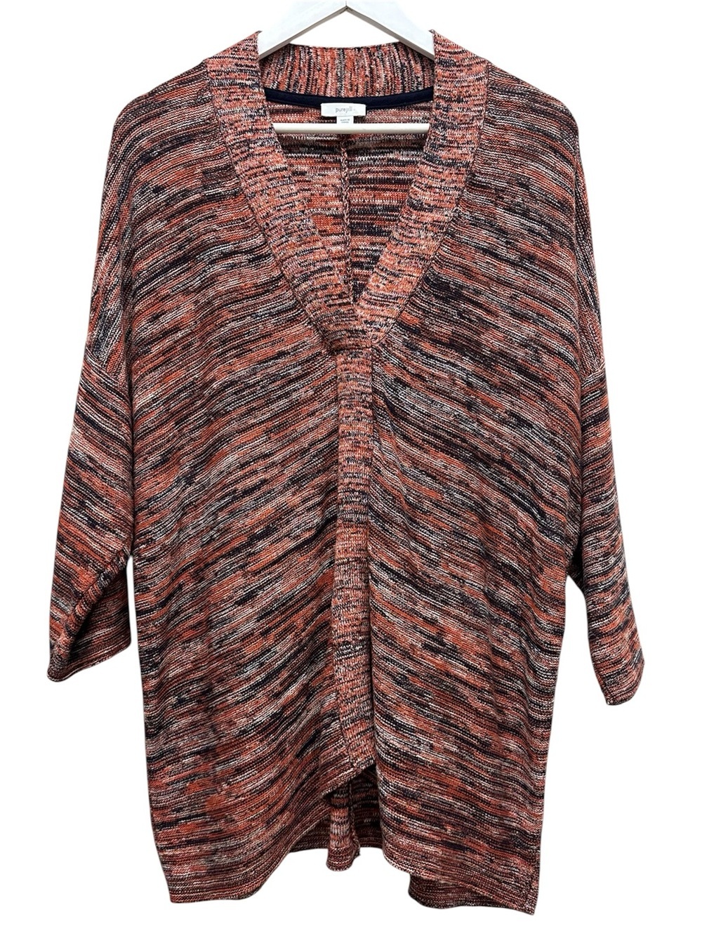 J Jill Sweater Women S Orange Black Marled Oversized Bohemian Preppy Cottagecore